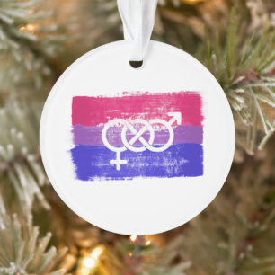 PAINTED BISEXUAL SYMBOL PRIDE FLAG ORNAMENT