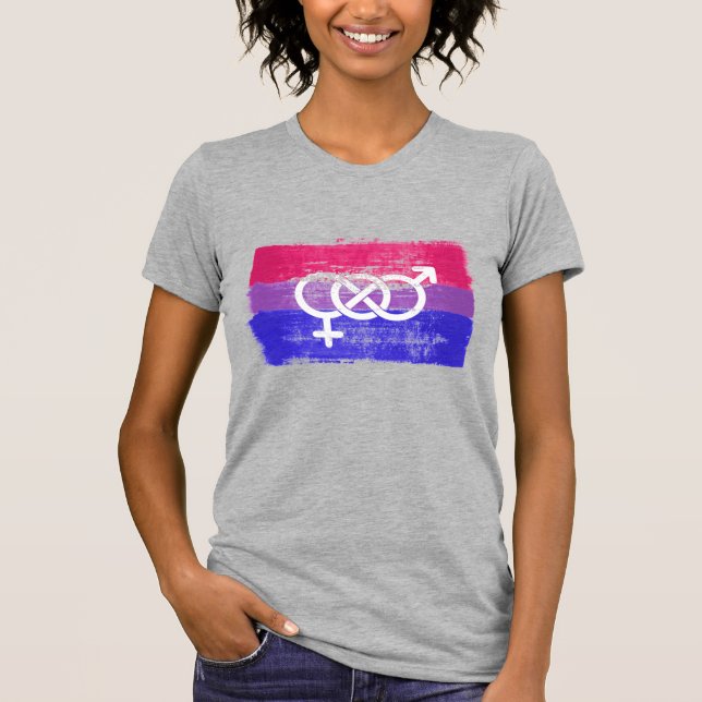 PAINTED BISEXUAL SYMBOL PRIDE FLAG T-Shirt (Front)