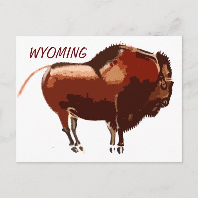 painted bison Wyoming postcard (Front)