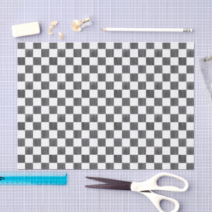 Painted Black and White Check Chequerboard Pattern Tissue Paper