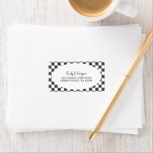 Painted Black Chequerboard Pattern Return Address Label