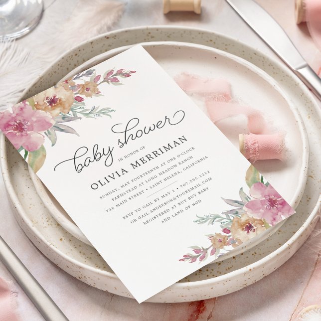 Painted Blooms Baby Shower Invitation (Creator Uploaded)