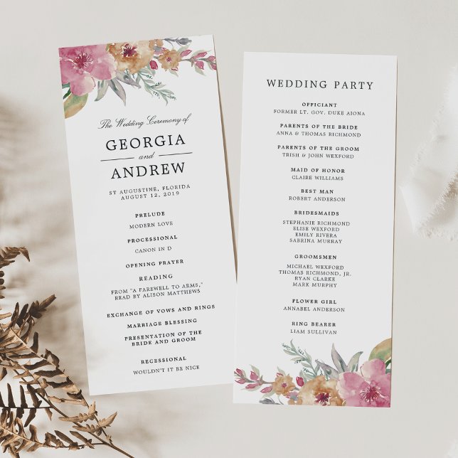 Painted Blooms Wedding Ceremony Program Programme (Creator Uploaded)