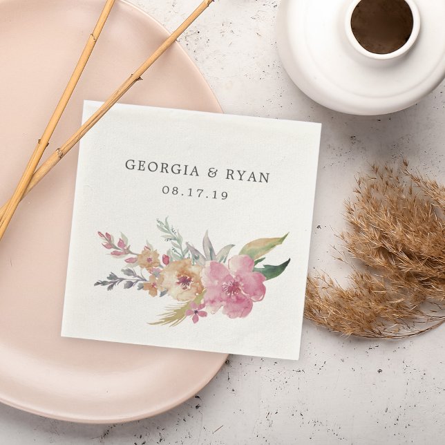 Painted Blooms Wedding Napkin (Creator Uploaded)