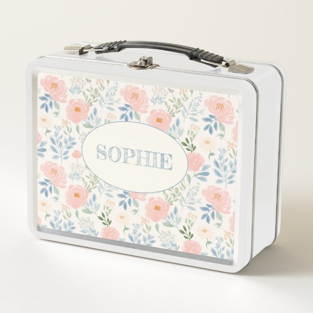 Painted Blossoms and Stars Personalised Lunch Box (Front)