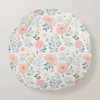Painted Blossoms Floral Flower Star Round Cushion