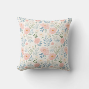 Painted Blossoms Floral Flower Stripe Cushion