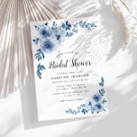 painted blue floral Bridal shower Invitation<br><div class="desc">Celebrate the bride-to-be with beautiful blue flowers design. The colour details are unique to the wedding theme. The text and wording along with other features of this design can be customised by clicking the customise link.</div>
