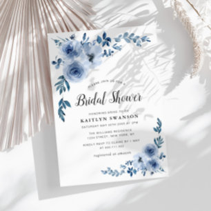 painted blue floral Bridal shower Invitation