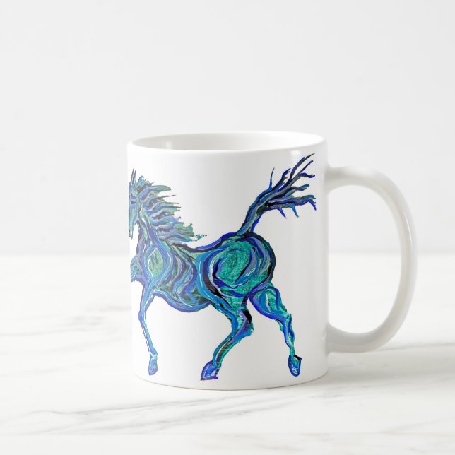 Painted Blue Horse Coffee Mug (Right)