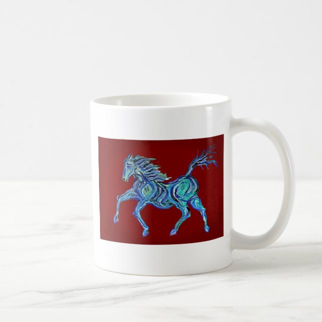 Painted Blue Horse Coffee Mug (Right)