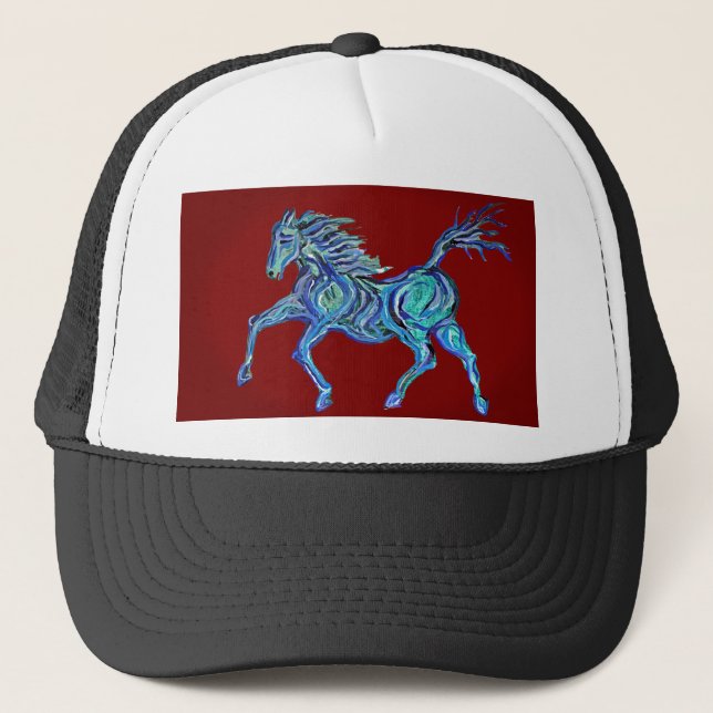 Painted Blue Horse Trucker Hat (Front)