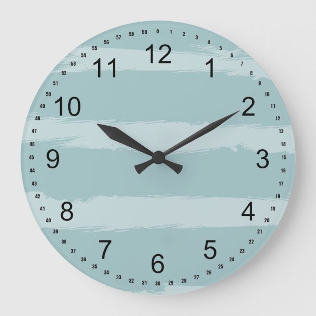 Painted Blue Stripes Large Clock (Front)
