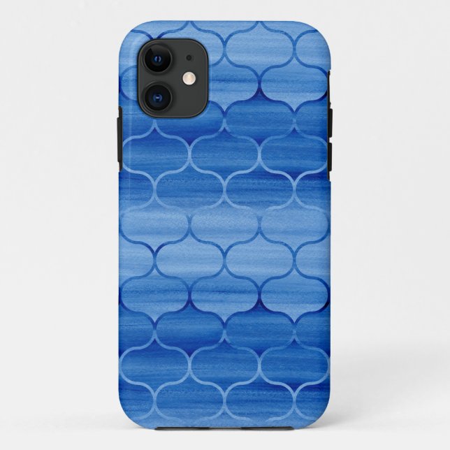 Painted Blue Watercolor Ogee Design Case-Mate iPhone Case (Back)