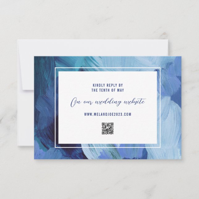 Painted Blue Wedding RSVP Response Card (Front)