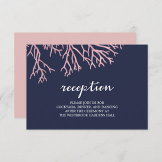 Painted Blush Pink Corals Wedding Enclosure Cards