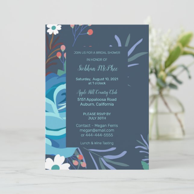 Painted Botanical Bridal Shower Invitation (Standing Front)