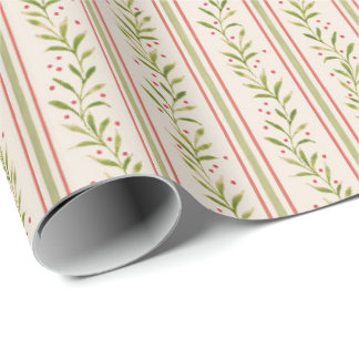 Painted Botanical Stripe Wrapping Paper
