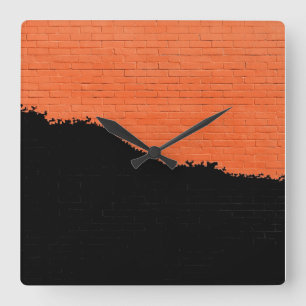 Painted Brick Wall Square Wall Clock