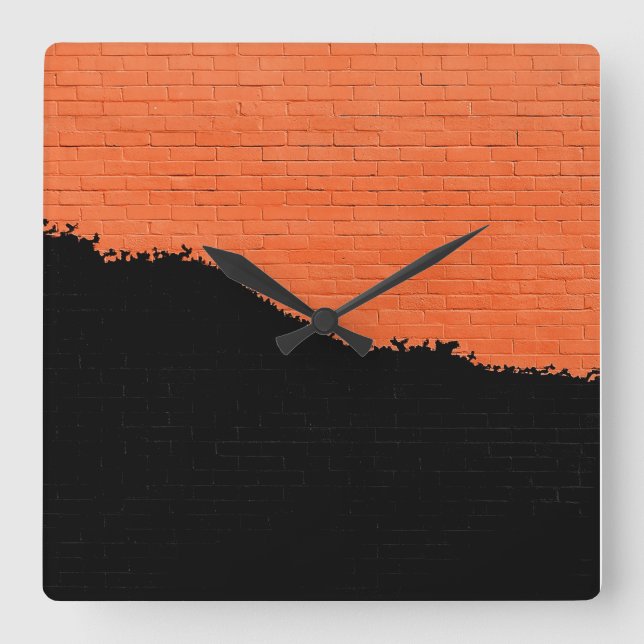 Painted Brick Wall Square Wall Clock (Front)
