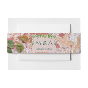 Painted Bricks Green Ivy Wedding Invitation Belly Band