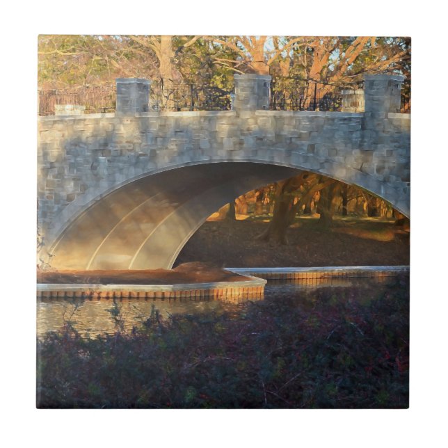 Painted Bridge at Sunset by Shirley Taylor Tile (Front)