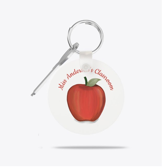 Painted Bright Red Apple for Teacher Key Ring (Creator Uploaded)