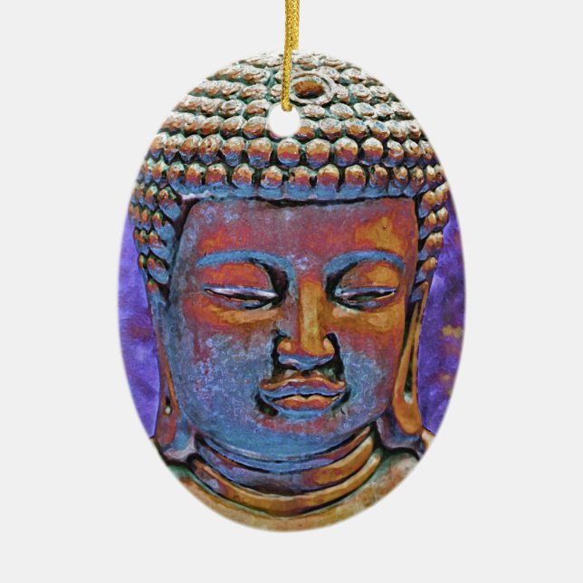 Painted Buddha Ceramic Tree Decoration (Front)