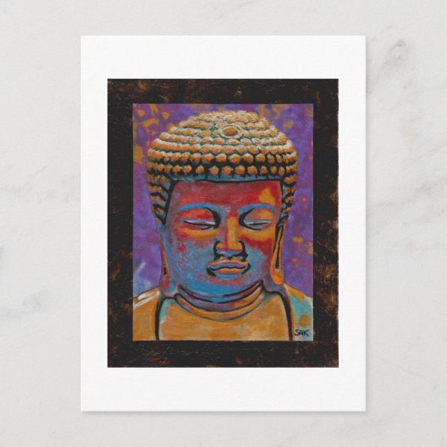 Painted Buddha, Framed Postcard (Front)