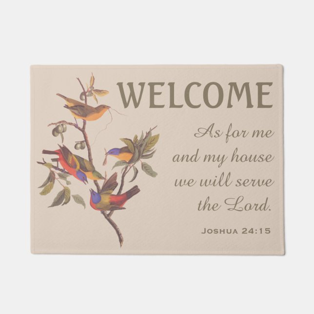 Painted Bunting Birds and Verse Doormat (Front)