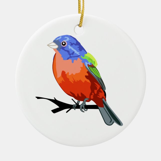 Painted Bunting Ceramic Tree Decoration (Front)