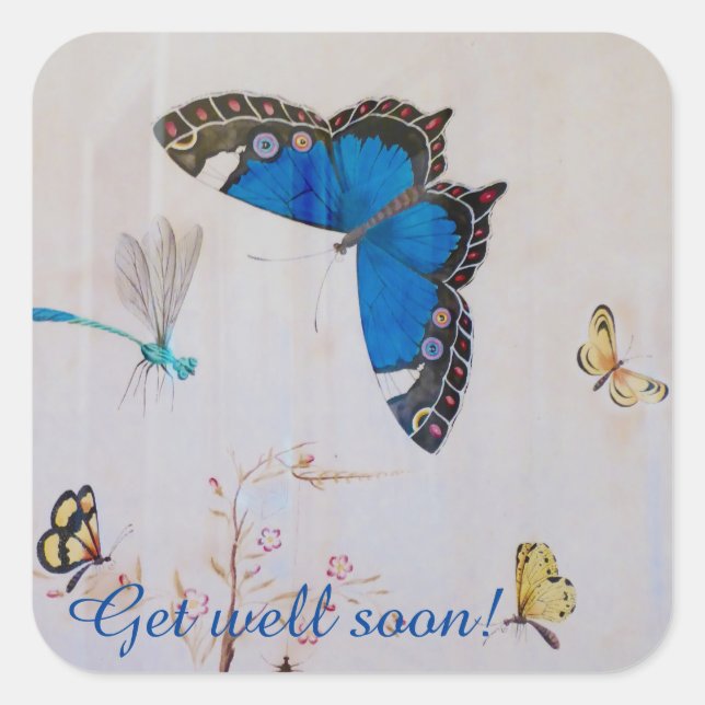 Painted butterflies square sticker (Front)
