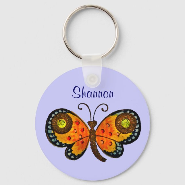 Painted Butterfly Personalised Key Chain (Front)