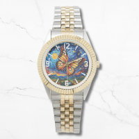 Painted Butterfly Starry Night Sky Elegant Womans