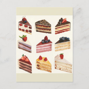 Painted cake slices postcard