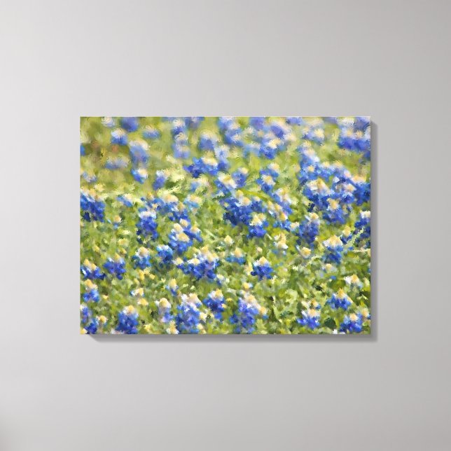 Painted Canvas: Texas Wildflower Bluebonnet Field Canvas Print (Front)