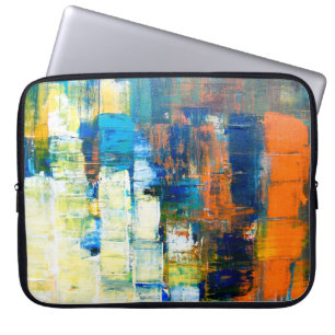 Painted canvas texture. Red and blue shading on ca Laptop Sleeve