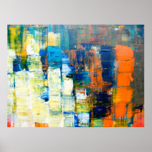 Painted canvas texture. Red and blue shading on ca Poster