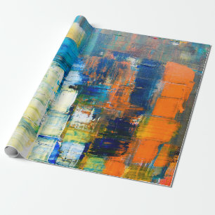 Painted canvas texture. Red and blue shading on ca Wrapping Paper