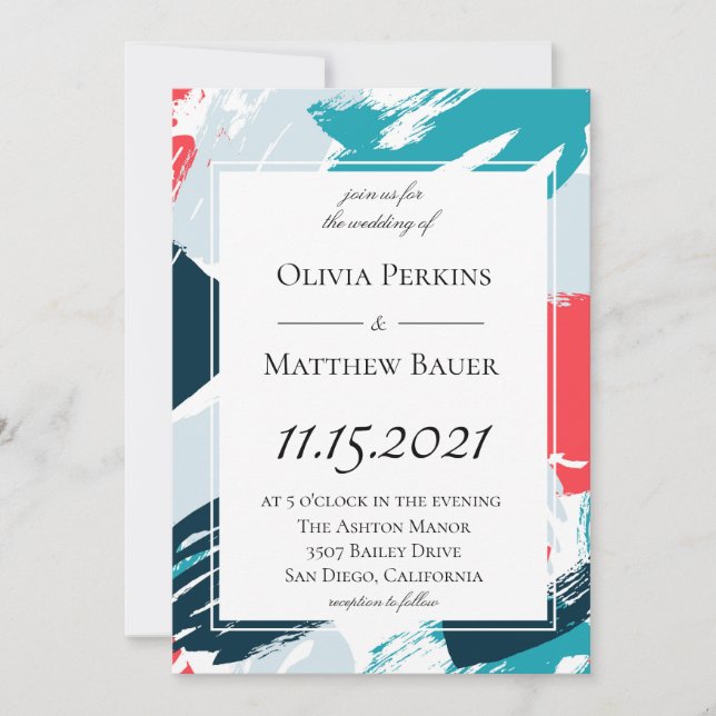 Painted Caribbean Wedding Invitation (Front)