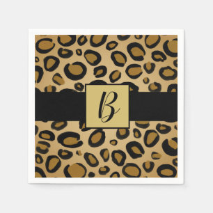 Painted Cheetah Leopard Print Spots Gold Beige Tan Napkin