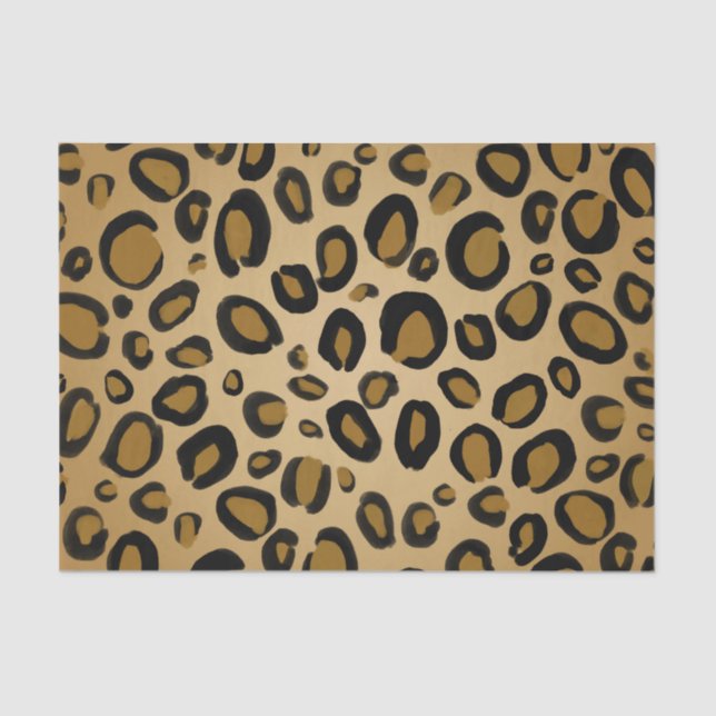 Painted Cheetah Leopard Print Spots Gold Beige Tan Tissue Paper (Front)