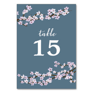 Painted Cherry Blossoms Wedding Table Number