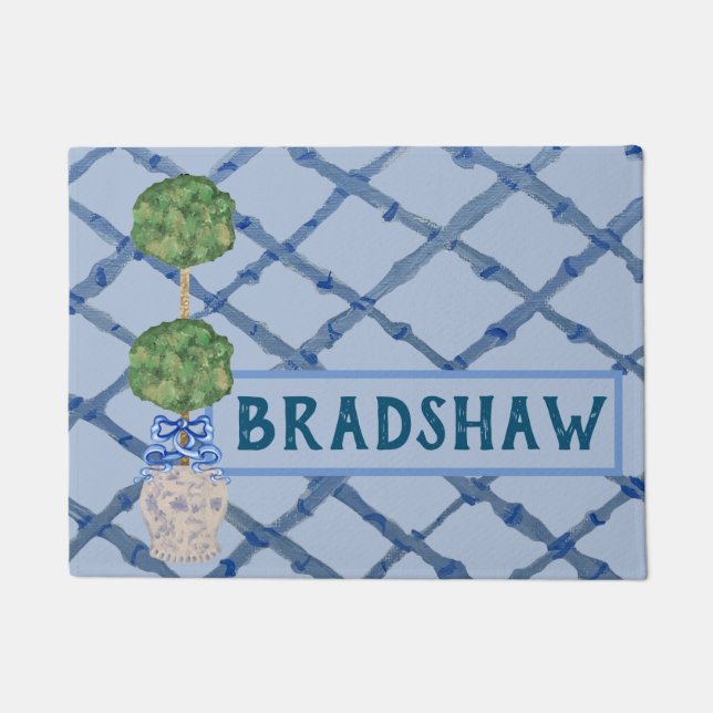 Painted Chinoiserie Ginger Jars Jar Doormat (Front)