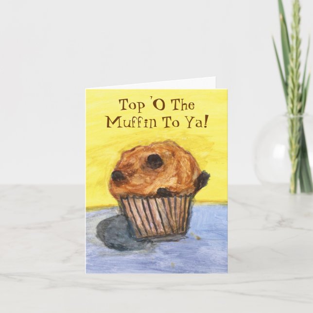 Painted Chocolate Chip Muffin Note Card (Front)
