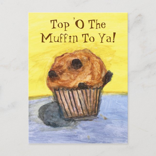 Painted Chocolate Chip Muffin Postcard (Front)