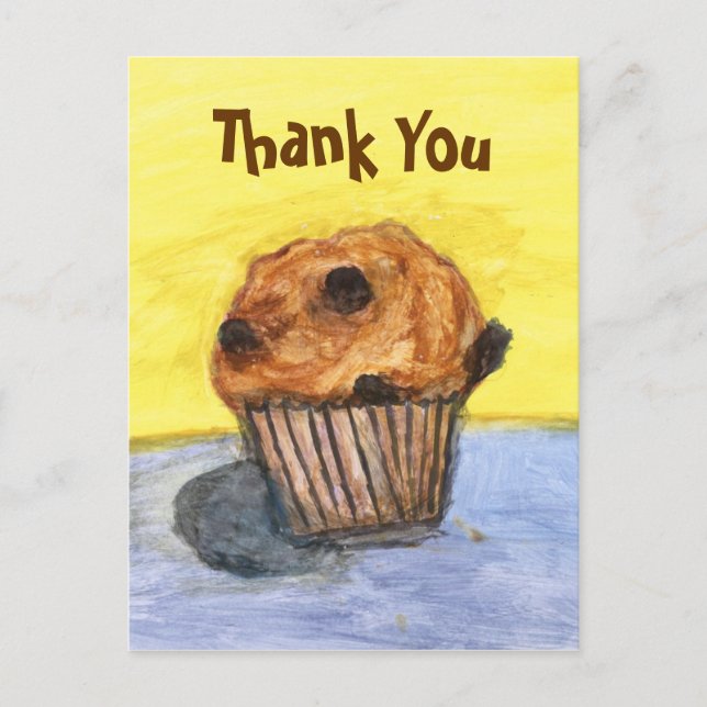 Painted Chocolate Chip Muffin Thank You Postcard (Front)