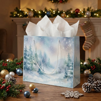 Painted Christmas Snowfall Large Gift Bag