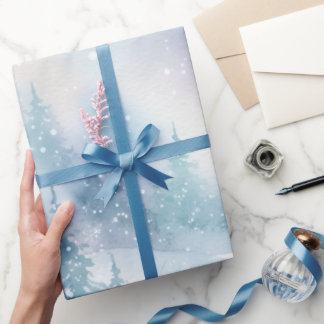 Painted Christmas Snowfall Wrapping Paper