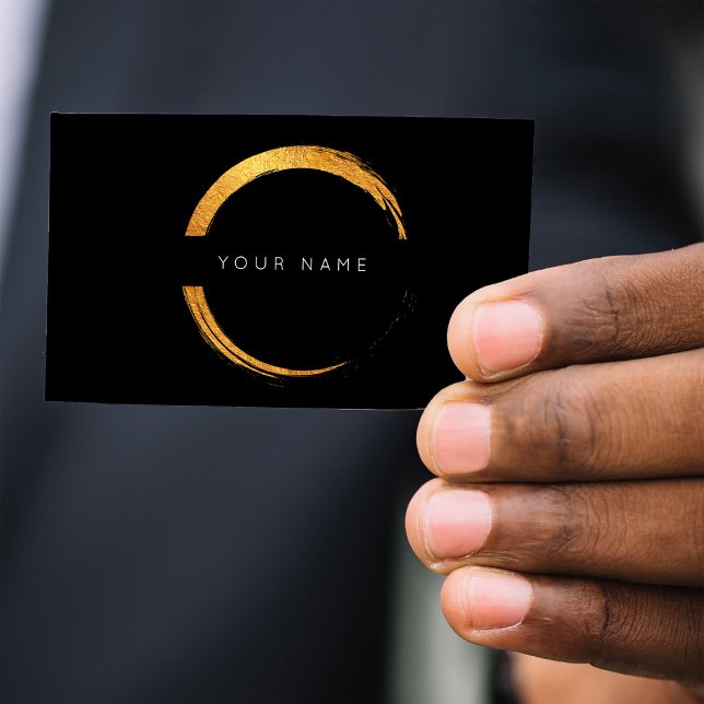 Painted Circles Golden Foil Black Vip Business Card (Painted Circles Golden Foil Black Vip Business Card)